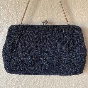 Vintage Black beaded Handbag Clutch